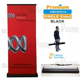 850x2000mm BLACK, Premium Pull Up Banner with Graphic
